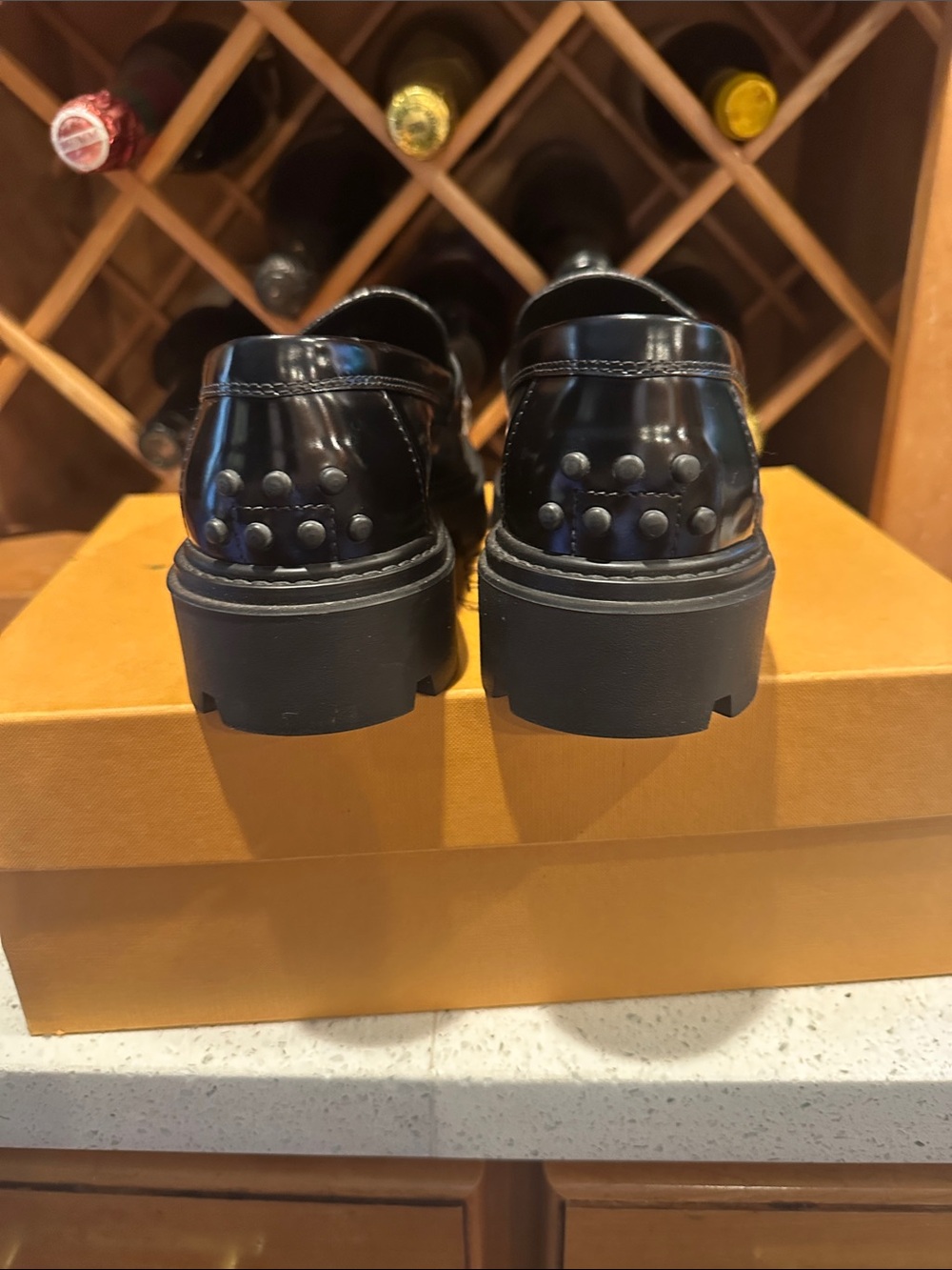 Tod's Black Leather Lug Sole Penny Loafers - Picture 10 of 11